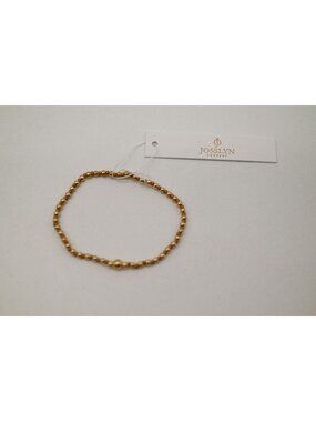 NWT Josslyn Beaded Bracelet Gold Tone Tan Stretch Minimalist Everyday Jewelry